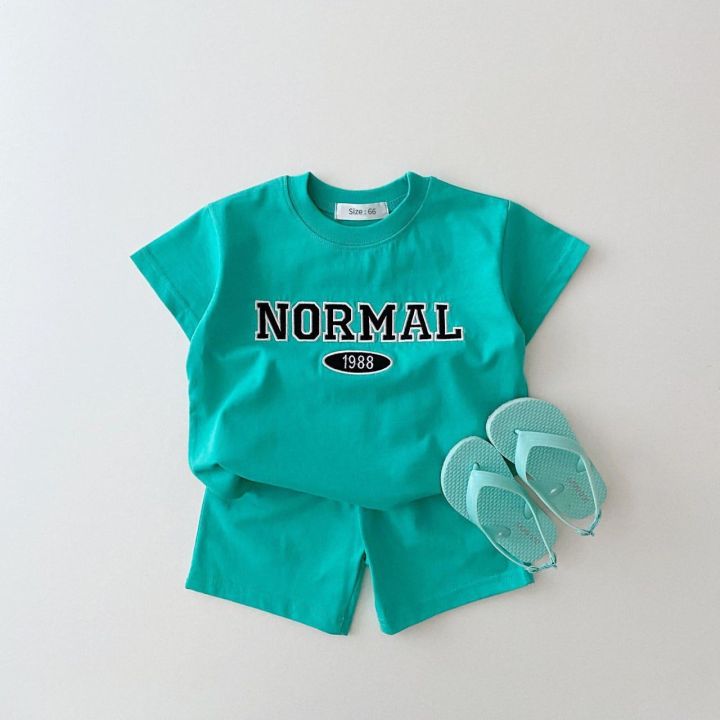 2023-toddler-baby-summer-new-clothes-sets-boy-girl-korea-embroidered-letters-cotton-short-sleeve-t-shirt-kid-casual-shorts-khaki