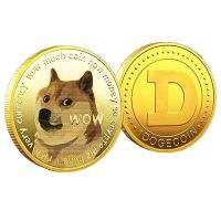 WOW Dogecoin ไปยังดวงจันทร์ใน Doge ชุบทองเหรียญที่ระลึกรูปแบบสุนัขน่ารักพิมพ์คอลเลกชันของขวัญ-TIOH MALL