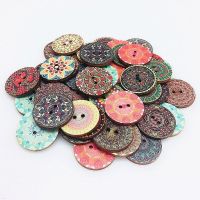 50pcs 25MM Retro series Wood Buttons Sewing Handwork Scrapbook Clothing DIY Crafts Gift Card Making Sewing Accessories 7NK251