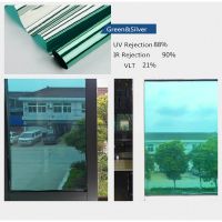 HOHOFILM Green&amp;Silver Mirrored Window Film Reflective Window Tint House Decor Multi-size Privacy great color PET Window Sticker and Films