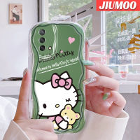 เคส JIUMOO สำหรับ OPPO A74 4G A95 4G เคส F19S F19 Reno 6 Lite ลายรูปหมีแมวการ์ตูนดีไซน์ใหม่เนื้อครีมขอบคลื่นนุ่มเคสมือถือฝาครอบป้องกันโปร่งใสลายกล้องถ่ายรูปเรียบง่าย