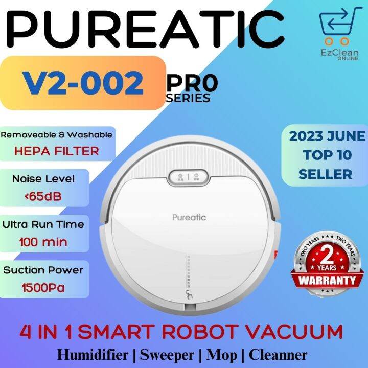 【EzClean🎉🎊】 4 in 1 Smart Robot Vacuum Pureatic V2002 Robotic Vacuum