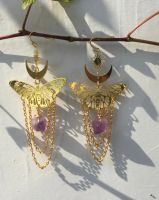 [HOT ZUQIOULZHJWG 517] ผีเสื้อสีม่วงคริสตัล Celestial Moon Dynametaphysical EarringsWicthy Witch Wicca EarringChristmas Earrings