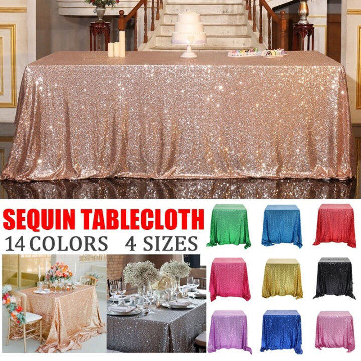 pzcf 1PC MultiColor Table Cloth Tablecloth Glitter Sequin Rectangular