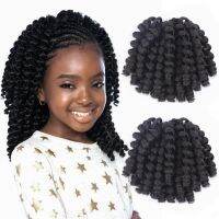 Synthetic Ombre Jumpy Wand Curl Crochet Braids Jamaican Bounce For Africa Braiding Hair Extensions Pre-Twisted For Black Women