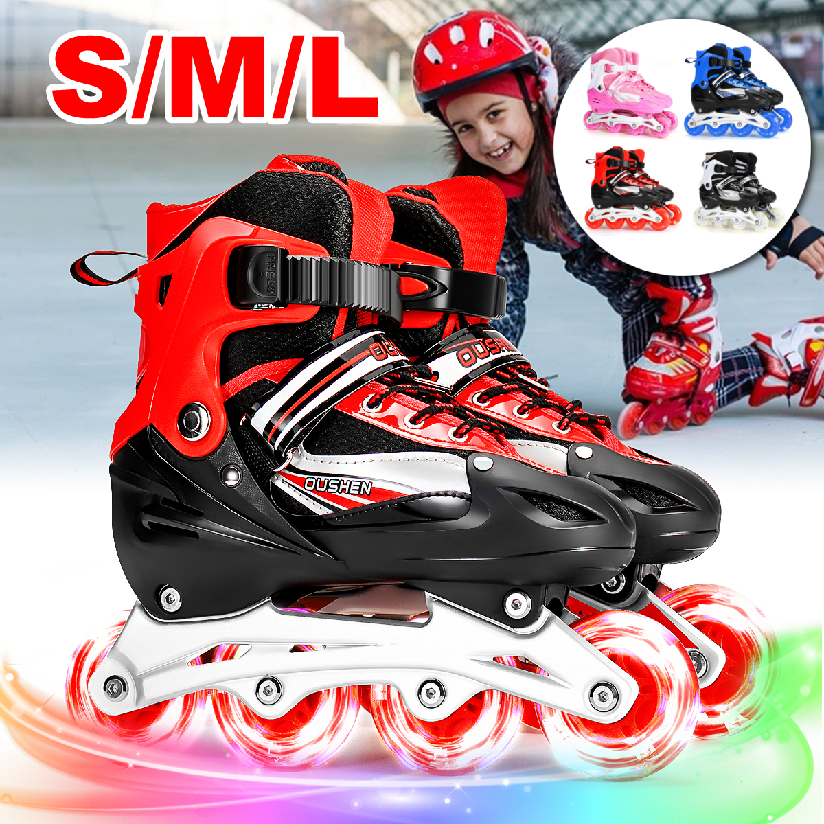 for Girls and Boys Roller Skates with Featuring All Illuminating Wheels ITurnGlow Adjustable Inline Skates for Kids and Adults Men and Ladies 