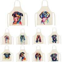 1Pcs Kitchen Apron Colorful cartoon dog flowers Printed Sleeveless Cotton Linen Aprons for Men Women Home Cleaning Tools 55*68cm Aprons