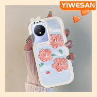 JIUMOO เคสสำหรับ VIVO Y02 Y11 Y02A เคส2023เลนส์หลายสีลายดอกไม้มุกแวววาวเคสมือถือกันตกเคสทนต่อการขีดข่วน