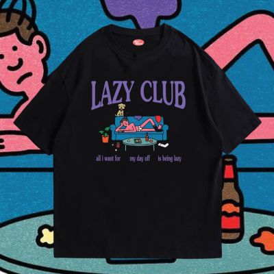 (พร้อมส่งเสื้อเฮีย) เสื้อ LAZY CLUB ผ้าCotton 100% มีสองสี ทั้งทรงปกติและ OVERSIZE T-shirt