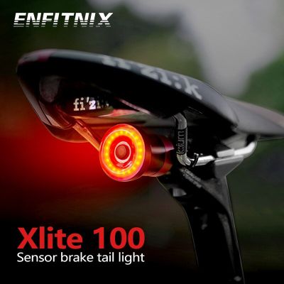 Enfitnix Xlite 100ไฟท้ายรถจักรยานยนต์พลังงานแสงอาทิตย์เบรคอัจฉริยะ IPX6กันน้ำ USB ชาร์จสายใช้ในจักรยาน MTB จักรยานไฟท้าย LED อะลูมินัมอัลลอย