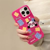 เคส RouJiang สำหรับ iPhone 14 13 12 11 Pro Max X XR Xs Max 8 7 6 6S Plus SE 2020การ์ตูนน้อยน่ารักหมีแพนด้าสีชมพูเคสโทรศัพท์