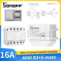 SONOFF MiniR3 16A สวิตช์อัจฉริยะแบบไร้สายพบ Smakelaar Mate Geen Neutralale Draad ใช้งานได้กับ Alexa Google Home App Alice Ewelaink