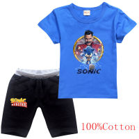 Sonic The Hedgehog Moisture ครึ่งแขนผ้าฝ้าย Tees สั้นกางเกงสบายๆเด็กวัยหัดเดินเด็กผู้หญิงเสื้อผ้าเด็กหญิงแขนสั้นเสื้อกางเกงขาสั้นชาย Summer