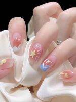 MUJI Summer Dopamine Wear Patch Manicure High-end Summer White Handmade Mid-length Beauty Girl Sweet and Cool Wind Armor