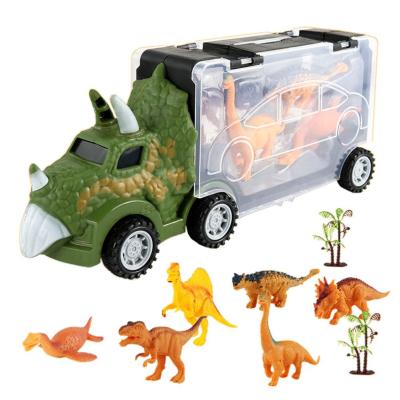 9pcs/set Dinosaur Truck Transporter Set Dinosaur Transport Carrier Truck Portable Animal Storage Inertial Car for Child