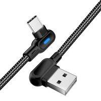 สายชาร์จรวดเร็วทนทานชนิด C Usb Samsung สายชาร์จ1m2m มือถือข้อมูลรูปตัว L คู่สำหรับที่ชาร์จสายเกม90 °