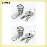 VERMILL 2Sets เงินสีเงิน ล็อคลิ้น Kirsite ล็อคตู้เก็บของ อะไหล่สำหรับเปลี่ยน คีย์เบลด บ้านในบ้าน