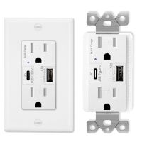 Power Socket with Type C USB Quick Charger 15A Type A Tamper Resistant Outlet QC3.0 Compatible with Apple Samsung XIAOMI Devices Ratchets Sockets