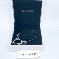 [พร้อมส่ง สินค้าแท้ ? ] Pandoda สายหนัง Free size แถมกล่อง Pandora Moments Black Leather Slider Bracelet