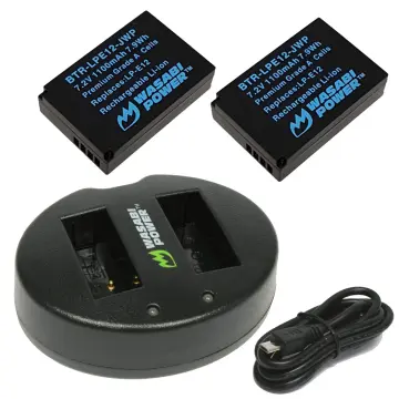 Wasabi Power Battery 2-Pack and Charger for Canon LP-E12 Eos M Rebel SL1 100D