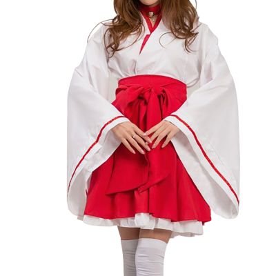 S-5XL Plus Size Japanese Anime Kikyo Kimono Cosplay Womens Miko Costume Fox Spirit Kitsune Kami Oinari Sama Witch Fancy Dress