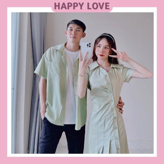 Áo đôi áo cặp 🎀FREESHIP🎀 Áo đôi nam nữ đẹp Set váy sơ mi đôi màu trắng và  vàng Hàn Quốc AV89 | Shopee Việt Nam