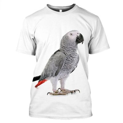 Grey Parrot Bird 3D Print Tee Hip Hop Harajuku Streetwear O Neck Fitness Top Oversized