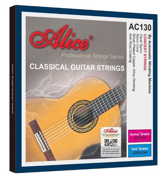 Classical Guitar String Set, Clear Nylon Plain String, Silver Plated Copper Alloy Winding AC130