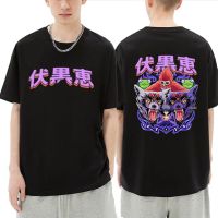 Japanese Anime Jujutsu Kaisen Megumi Fushiguro Double Sided Print T-shirt Summer Men Manga Tshirt Unisex Pure Cotton Tees