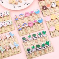 10 Pcs/set Colored Wooden Clip Christmas Decor Cute Cactus Unicorn Memo Paper Clips Stationery Clothespin Craft Clips Pegs