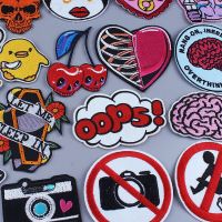 Letters Patches Sewing Embroidered Patches On Clothes No Photography Allowed Appliques Hippie Stickers Iron On Clothing DIY