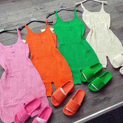 ฤดูร้อนถักยืด Jumpsuit Y2K เสื้อผ้าผู้หญิง 2023 บอดี้สูท Romper One-Pieces Sexy Green Body Jumpsuits กางเกงขาสั้น Overalls☽