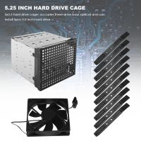 Storage Expansion Hard Drive Cage DIY Hard Drive Disk Cage Rack 5.25 Inch to 5X 3.5Inch Bracket with 12cm Fan