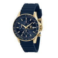 [2 Years Warranty] Maserati Sfida 44mm Blue Dial Blue Silicone Mens Chronograph Quartz Watch R8871640004