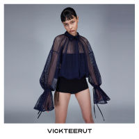 VICKTEERUT (ราคาปกติ 6,500-.) Bishop Sleeve Ruffle Collar Mesh Blouse เสื้อแขนระบาย ตัวโคร่ง ผ้าตาข่าย