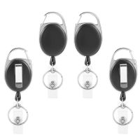 Extendable Key Fob, Set of 4 ID Jojo Badge Reel with Vinyl Strap and Key Ring, Extendable Lanyard, Carabiner