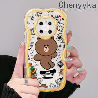 เคส Chenyyka สำหรับ Huawei Mate 30 Pro Mate 40 Pro P40 P30 Pro การ์ตูนหมีสีน้ำตาลน่ารักหลากสีเนื้อครีมเคสโทรศัพท์โปร่งใสขอบกันกระแทกเรียบง่ายปลอกป้องกันซิลิโคนใส