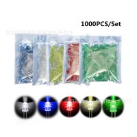 1000PCS 5MM LED blue green yellow red white round hair diode color mixing kit