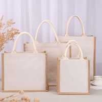 【CW】 Burlap Jute Tote Shopping Reusable Grocery Storage Organizer Handbag for Ladies Birthday Gifts