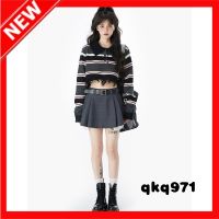 qkq971 Sweaters For Women Polo Collar Color Contrast Perforated Tassel Stripe Woolen Knitwear WomenS Small Versatile Top