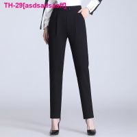 asdsadsaaff Calça harém de cintura elástica feminina chique negócios moda retrô cor preta ลำลอง e fina S-5XL outono