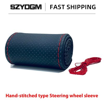 【YF】 Braid On Steering Wheel Car Cover With Needles And Thread Artificial Leather Diameter 38cm Couvre