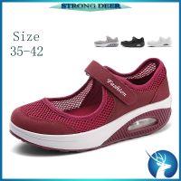 CODxdrrf5157 S×D ✈Ready Stock✈ Womens shoes Breathable Hollow mesh casual shoes Velcro Plus size:35-42