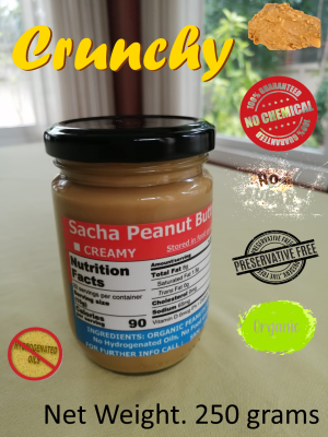 Sacha Peanut Butter (Crunchy) All Natural Organic (250 grams) - Free Delivery, ซาช่า-เนยถั่ว (ส่งฟรี)