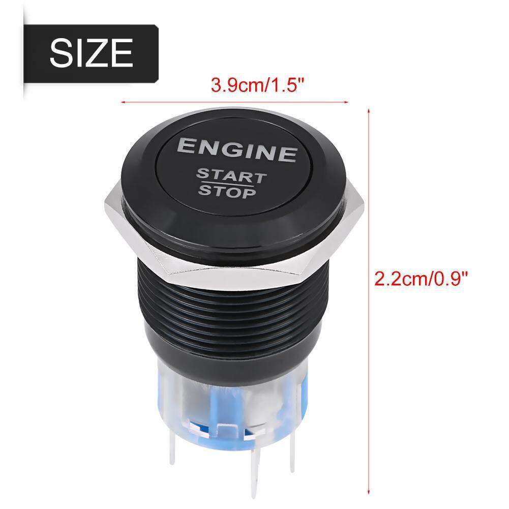 12V White LED Car Engine Start Stop Push Button Switch Black zinc aluminum alloy