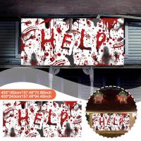 400*180cm Halloween Garage Door Banner Blood Fingerprint Ghost Halloween Garage Door Decoration Flag I2B6