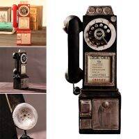 Vintage Rotate Classic Look Dial Pay Phone Model Resin Retro Booth Telephone Figurine Home Decoration Ornament Crafts Accessory