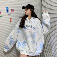 Lucyever ผู้หญิง Tie Dye พิมพ์เสื้อสไตล์เกาหลี Casual หลวม Hoodies ผู้หญิง Ins Harajuku Streetwear Pullovers