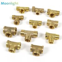 ✣✘﹉ 1Pc Pneumatic Brass Pipe fitting Male-Female Thread conversion connect 1/8 1/4 3/8 BSP Tee Type copper water oil gas adapter