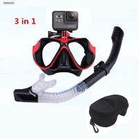 ❏ 3 in 1 Set Diving Mask Snorkeling Snorkel Tube Underwater Waterproof Swimming Goggles with Glasses Case For GoPro Xiaomi Camera